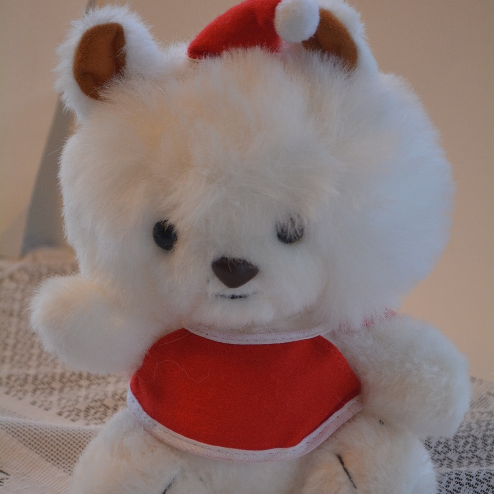 Vintage Japan Santa Teddy Bear Wind up Musical Toy